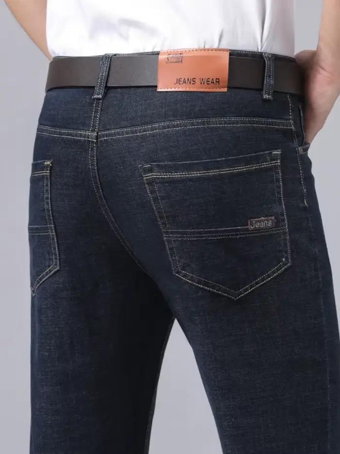 Jean droit fin pour homme, brodé, décontracté, extensible, confortable, printemps-été, pantalon en d