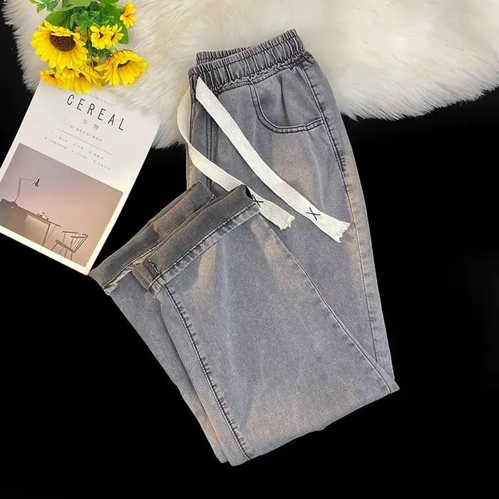 Nouveau Jean Baggy Homme Printemps-Été 2026 en Tissu Lyocell, Pantalon Large à Cordon de Serrage, St