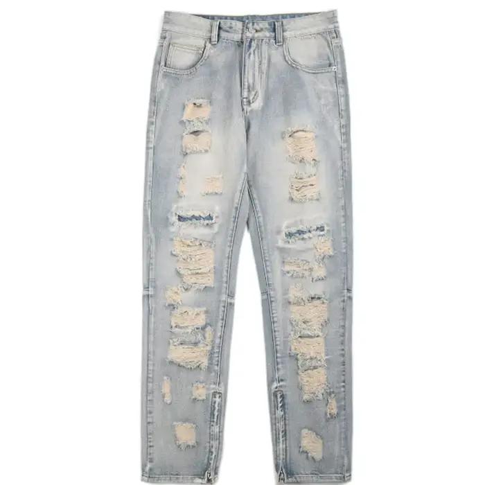 Jean d'été à gros pompons déchirés pour hommes, Streetwear respirant, Baggy Hip Hop, pantalon en Den