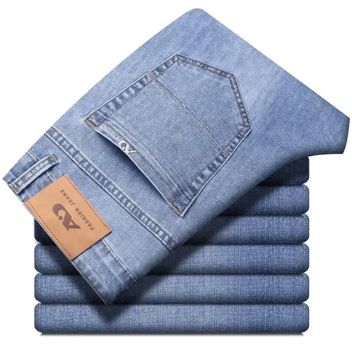 SmokeGray mode jean droit hommes élastique ajusté affaires pantalon en jean décontracté printemps au