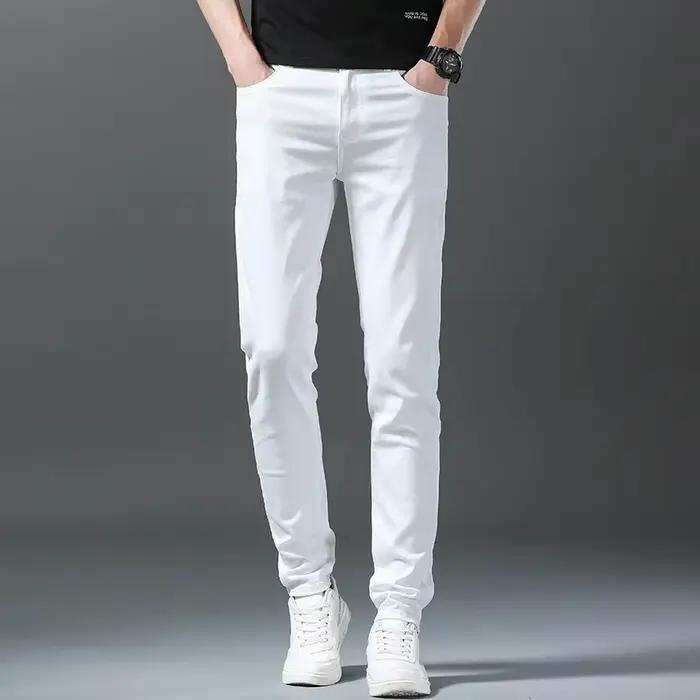 2025 printemps été nouveau 98% coton hommes Slim jean droit décontracté mode crayon pantalon haute q