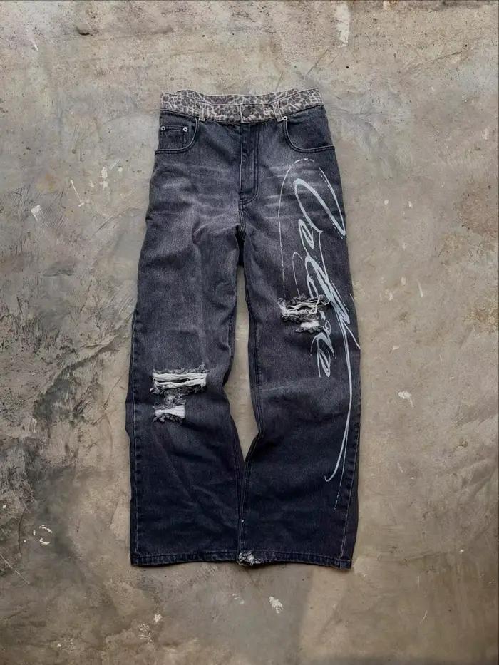 Jeans décontractés américains Y2K des années 2000 pour femme, style Harajuku rétro, taille haute, ou