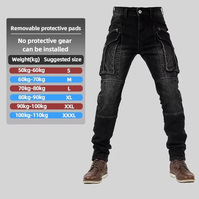 Pantalon de moto en jean pour homme et femme, avec protections aux genoux, pour tout-terrain, trajet