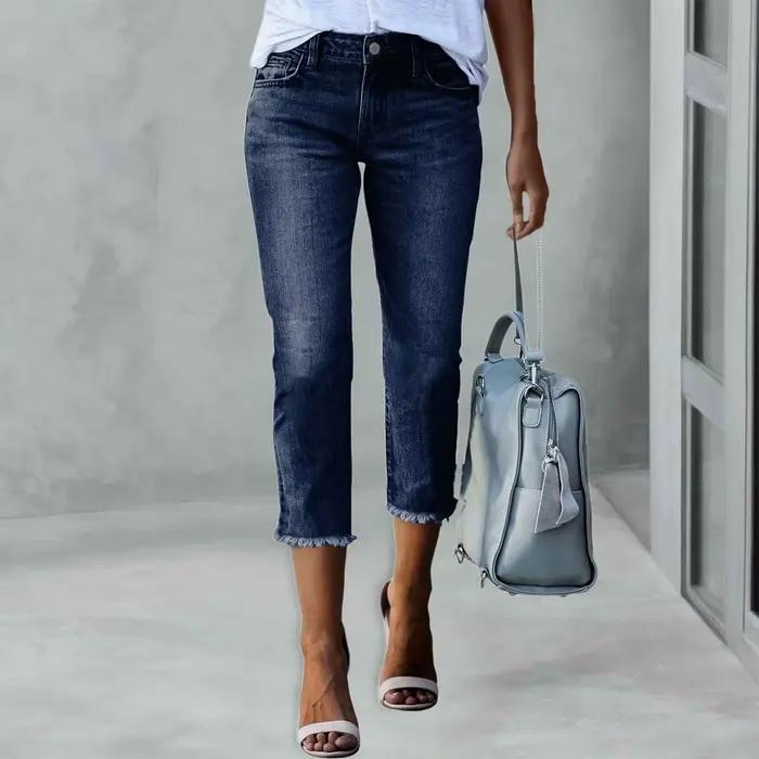 Jean déchiré à la mode pour femmes, coupe Slim, tendance, Streetwear d'été décontracté, pantalon en