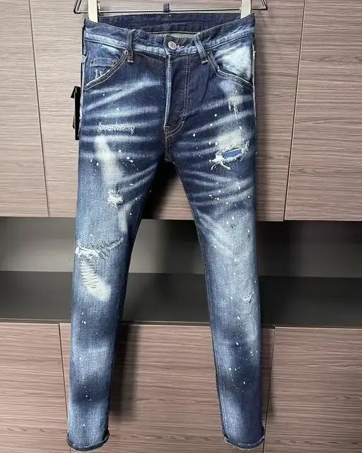 ICON marque hommes jean Dsq2 Denim pantalon trou mince crayon pantalon boutons vêtements de fête coo