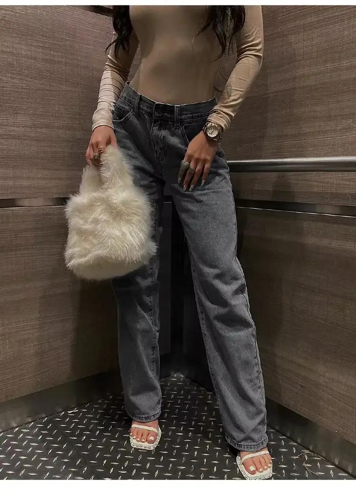 Jean slim déchiré taille haute pour femme, pantalon en denim qui affine la silhouette, qualité impor