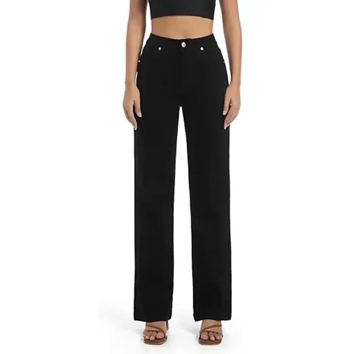 Femmes taille haute jambe droite jean femme confortable Stretch basique Denim pantalon femme classiq