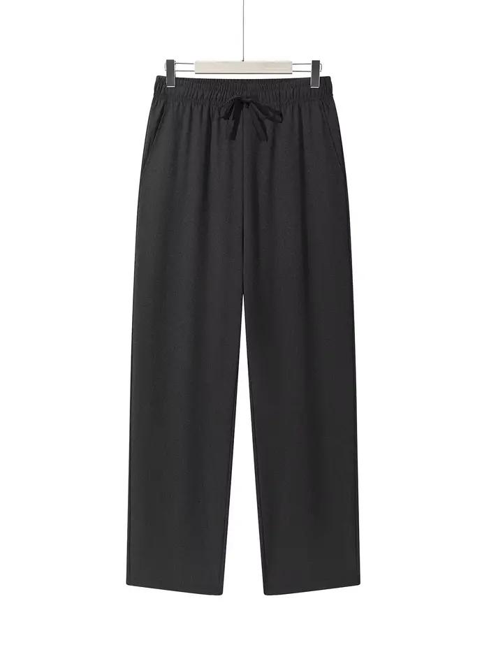 Pantalon droit décontracté pour hommes, respirant, couleur unie, Long, cordon de serrage, Fitness, s