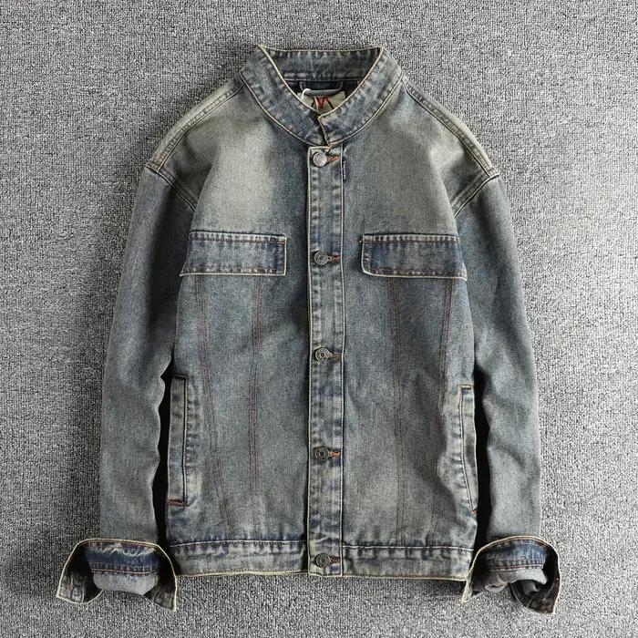 RapAmerican-Veste en jean de moto pour homme, salopette courte, rétro, tendance