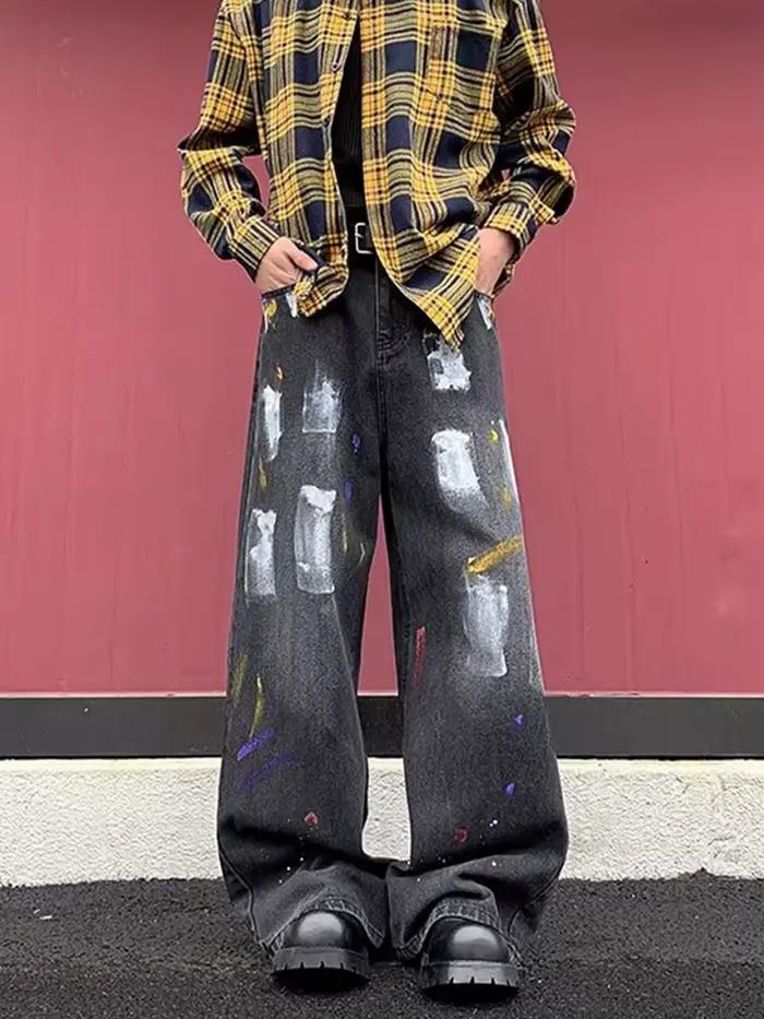 Nouveau Jean Baggy Imprimé Graffiti Hip Hop 2026 pour Hommes, Pantalon en Denim Vintage Y2K Streetwe