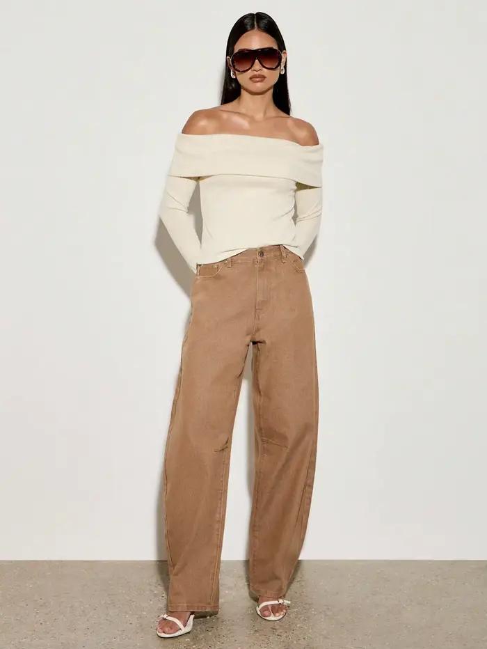 Jean taille haute à jambes larges pour femmes, style européen et américain rétro, nouveau style pour