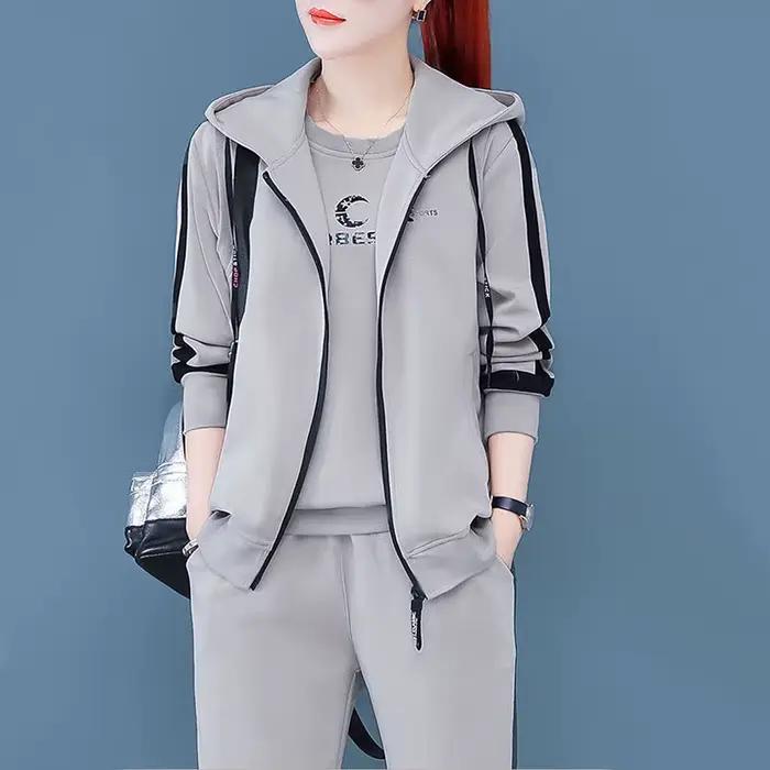 Printemps automne femmes survêtement manteaux + sweats + pantalons 3 pièces costume tenues de mode d