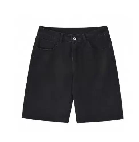 Shorts en jean vintage Harajuku Y2K pour hommes, style streetwear ample et délavé, broderie florale