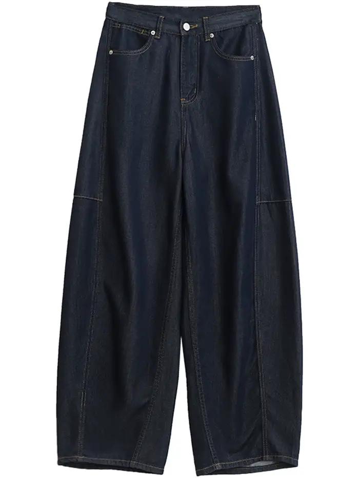 CHIC VEN femmes jean ample décontracté nouveau taille haute fendu femme jambe large Denim pantalon p