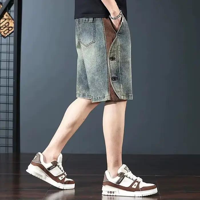 Short en jean rétro américain pour hommes, polyvalent, tendance, marque cinq quarts, pantalon d'été