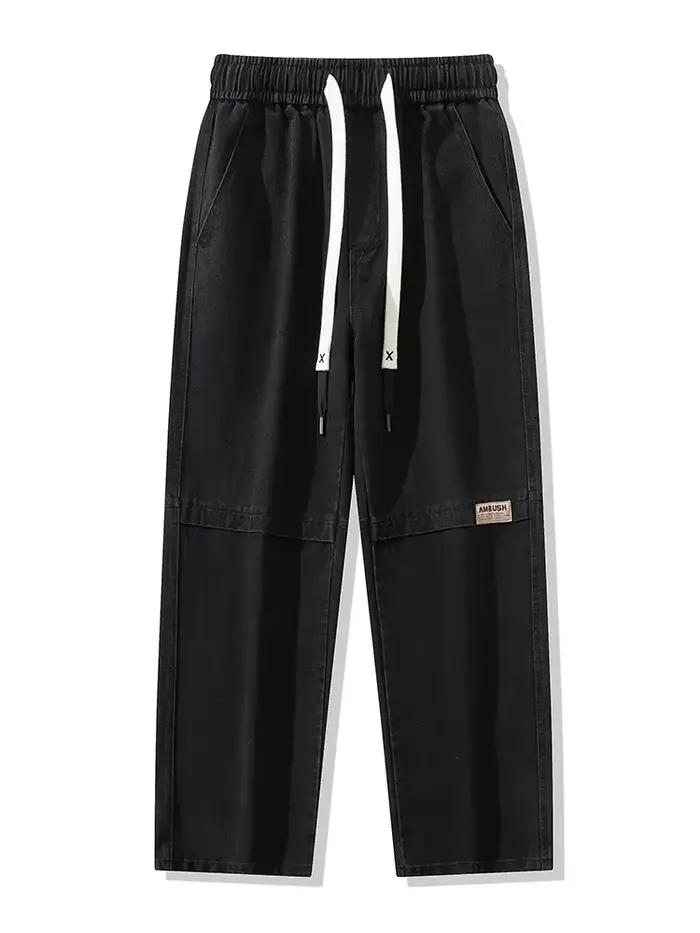 Nouveau Jean Rétro Homme Grande Taille avec Cordon de Serrage, Pantalon en Denim Ample, Coton Décont