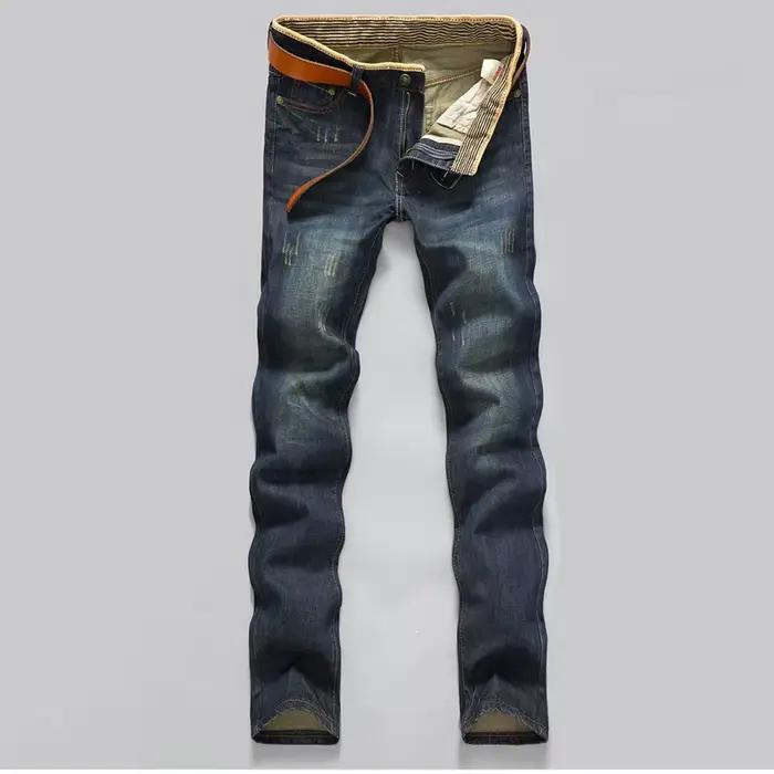 2025 Jeans décontractés hommes d'affaires jean droit pantalon en Denim extensible pantalon coupe aju