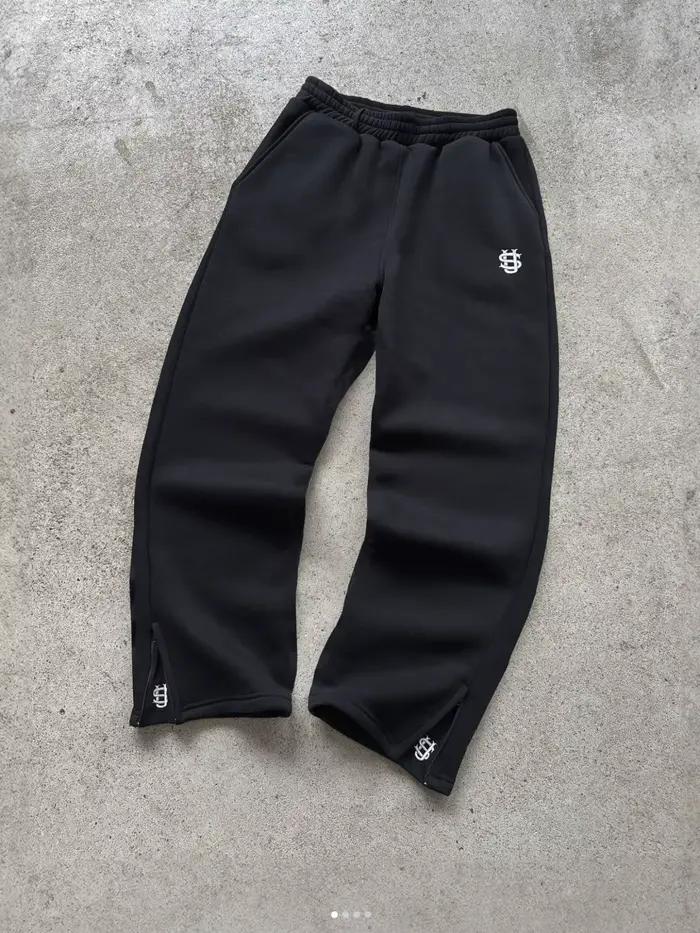 Nouveau pantalon Y2K personnalisé avec fermeture éclair sur les jambes, broderie, style hip-hop, jog