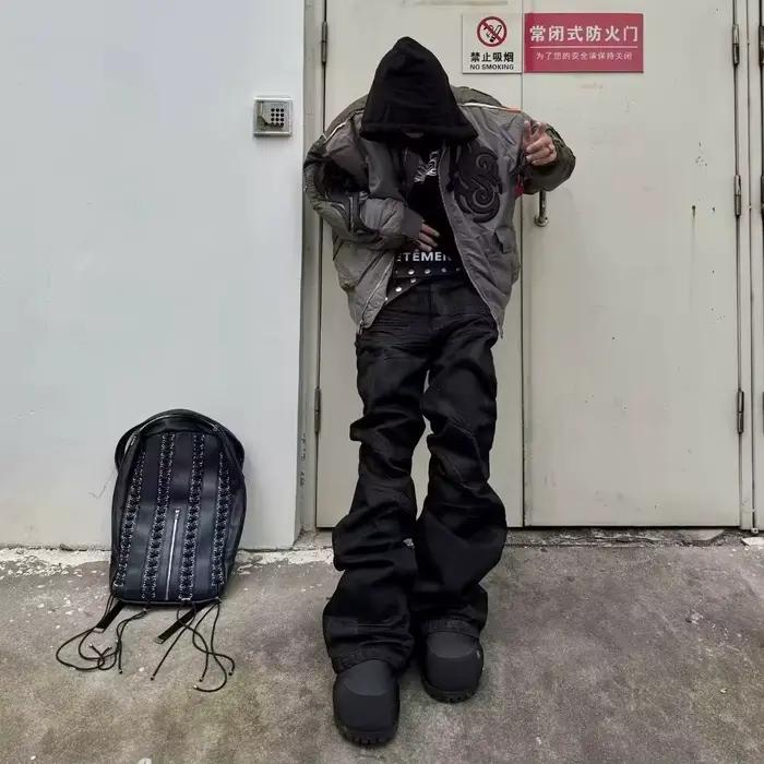 Jean amincissant taille haute à jambes droites pour hommes et femmes, pantalon décontracté ample à j