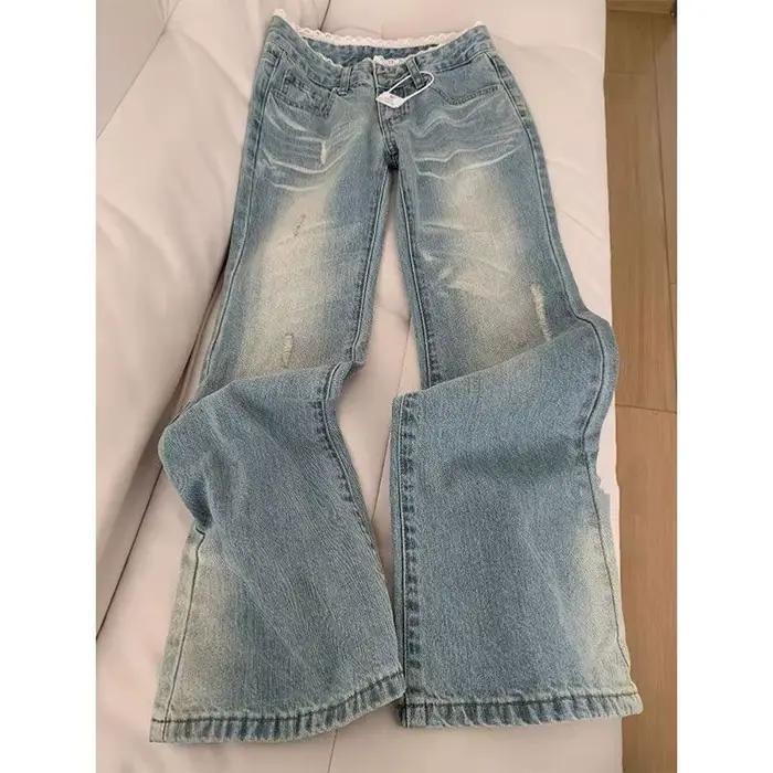 Botvotee rétro classique américain Vintage Denim jean pour femmes taille basse droite années 1950/19