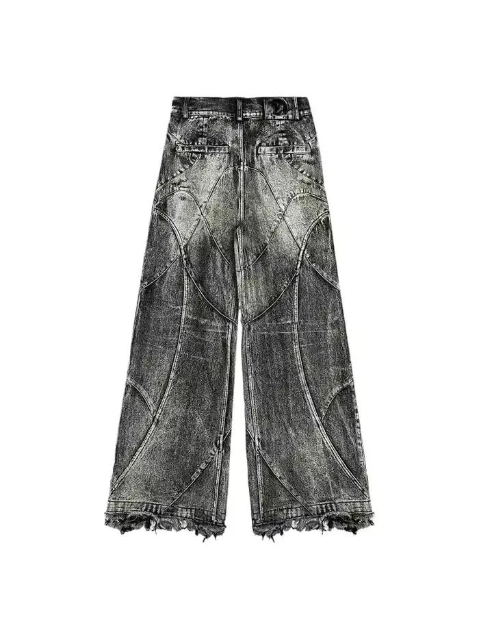 Jeans vintage Y2K streetwear punk hip hop pour femmes, pantalon grunge baggy déchiré, denim délavé,