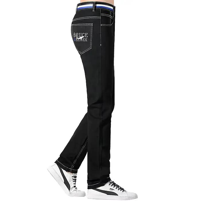Jean noir d'été pour hommes, pantalon en denim, coton commandé Bruce & Shlavabo, jambe droite, mode