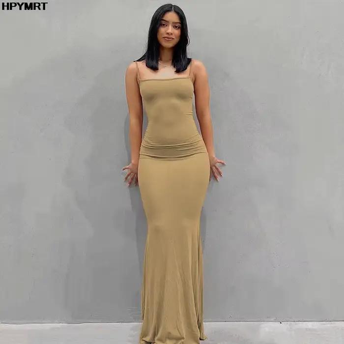 Robe longue à bretelles, dos nu, Maxi, Slim, tenue de fête, Club, vacances, Sexy, décontractée, été,