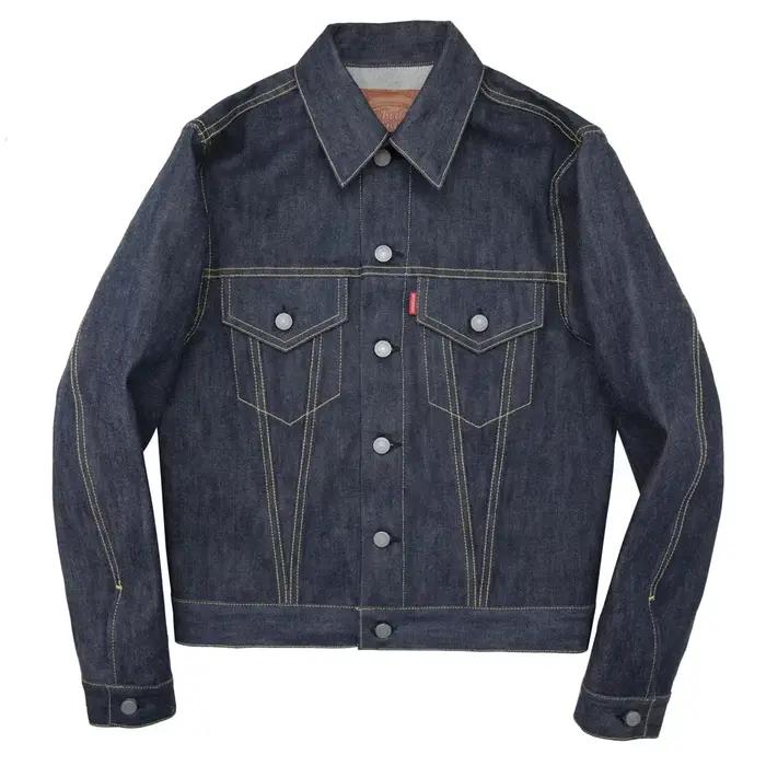 Veste en jean type 3 Red Tornado pour homme, jean de camionneur, lisière rouge, manteau en denim bru