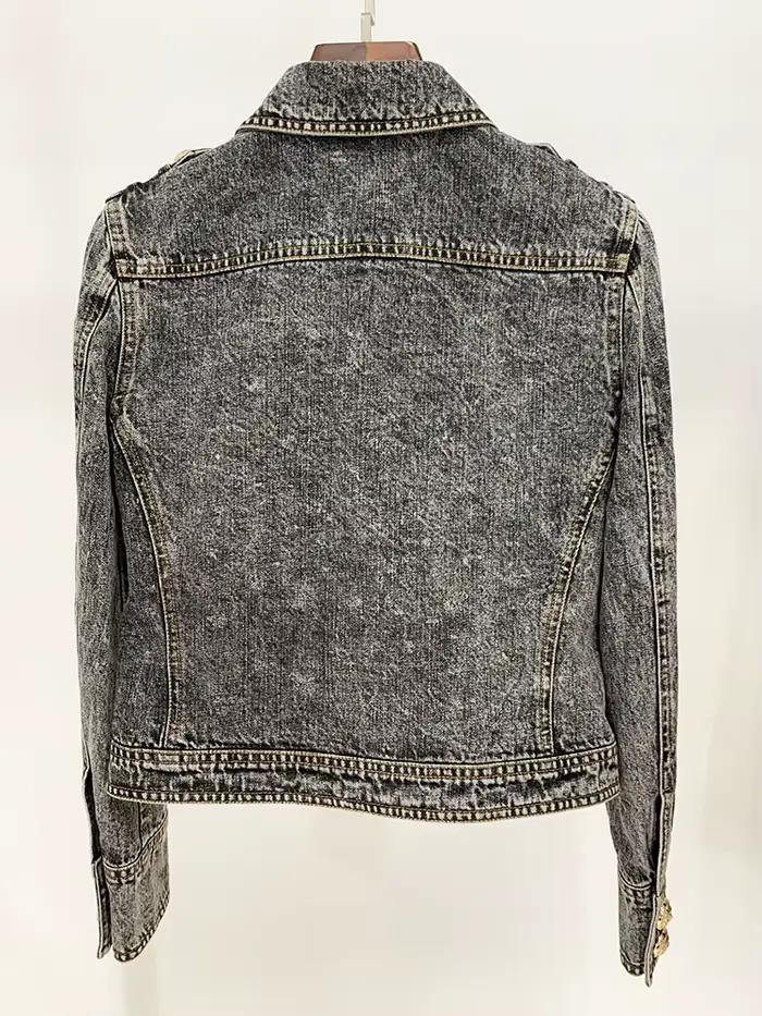 HIGH STREET Nouveauté 2026 Automne/Hiver Veste en jean pour femme de créateur, délavée à la pierre,