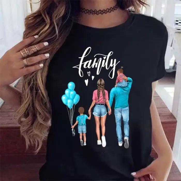 Maycaur femmes dessin animé maman mère garçon fille imprimer mère dame T-shirts haut décontracté T-S