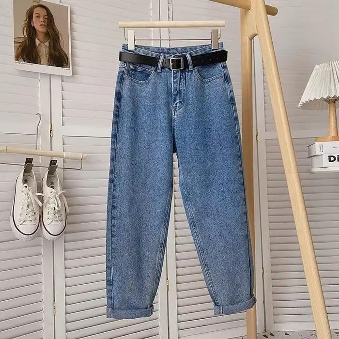 Femmes printemps taille haute fermeture éclair Denim sarouel ample jean femme Vintage ballon pantalo