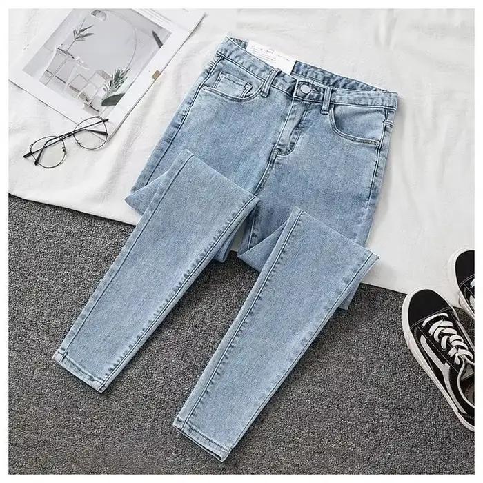 Jean skinny taille haute pour femme, grande taille, pantalon crayon, vintage, slim, denim, nouvelle