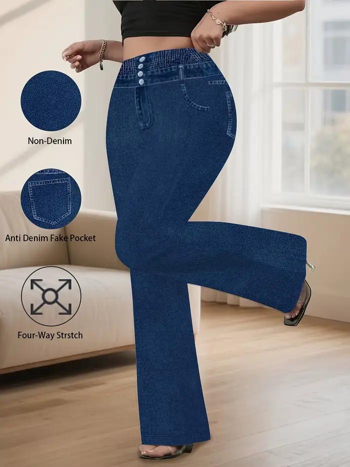 Pantalon large chic grande taille, style urbain, taille haute évasée, extensible et amincissant pour