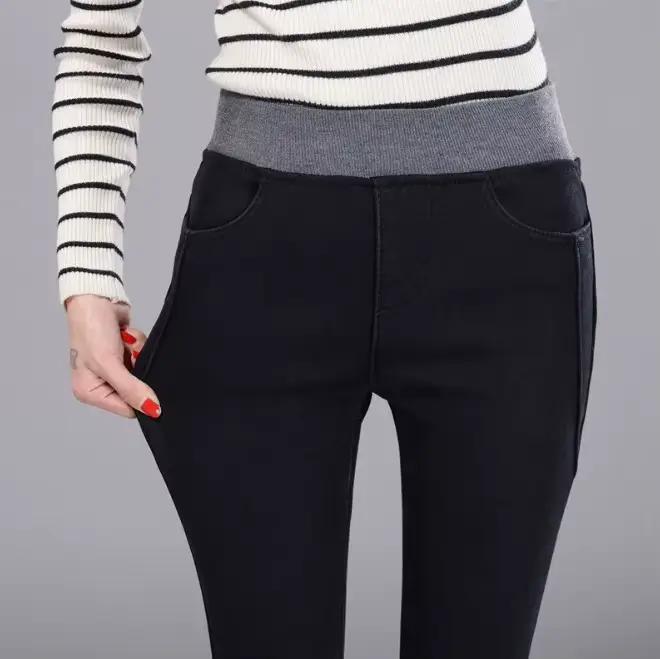 Jean extensible pour femmes élastique taille haute hiver pantalon Denim décontracté pantalon extensi