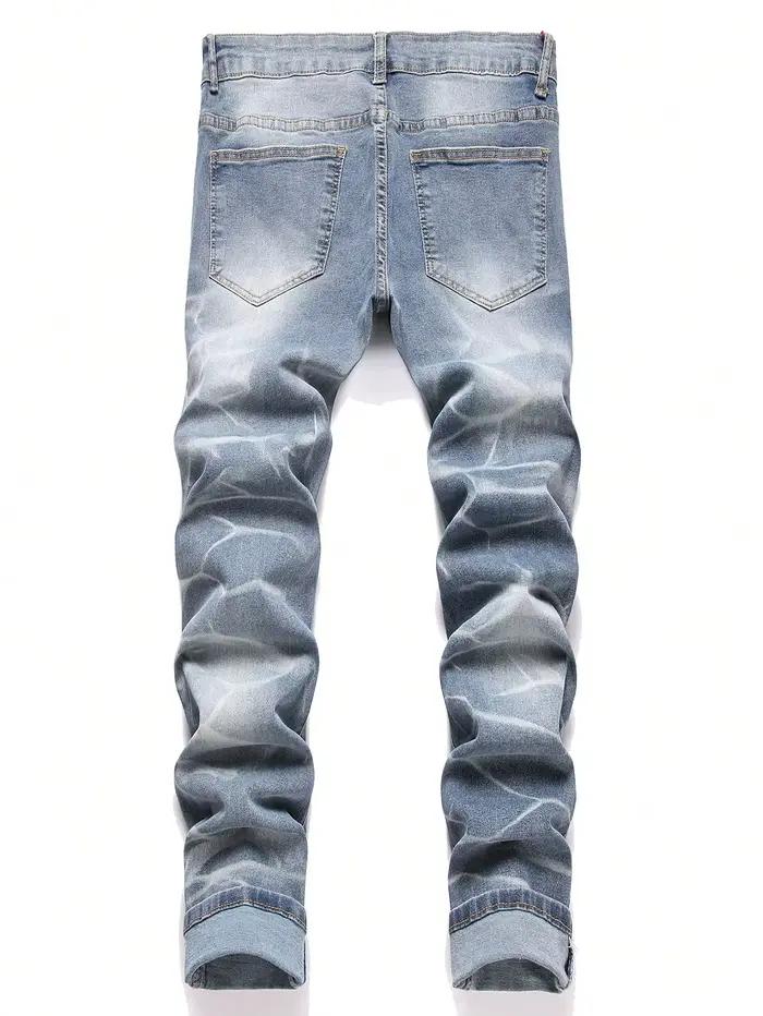 Mode hommes jean pantalon Stretch bleu jean moulant pour hommes décontracté coupe ajustée Denim pant