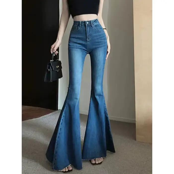 Jeans vintage slim pour femmes, pantalon en denim, pantalon moulant, mode féminine, jeans évasés éla