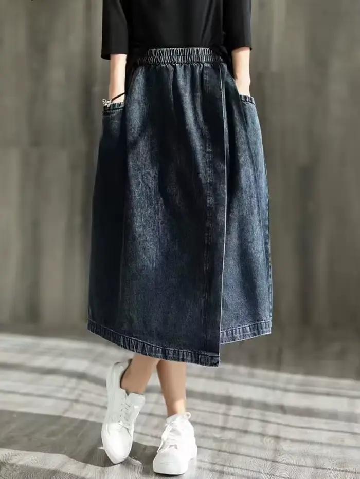 Amax luluE 2024 printemps nouveau Streetwear femmes mode Vintage jupes en Denim amples femmes de lux