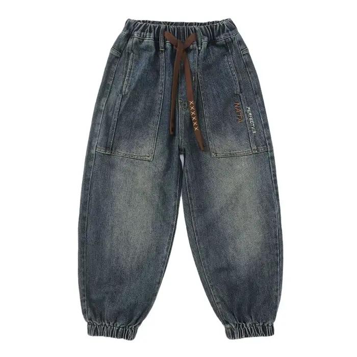 Jeans de luxe pour enfants, de haute qualité, avec poignets, pour adolescents, mode casual, cordon d