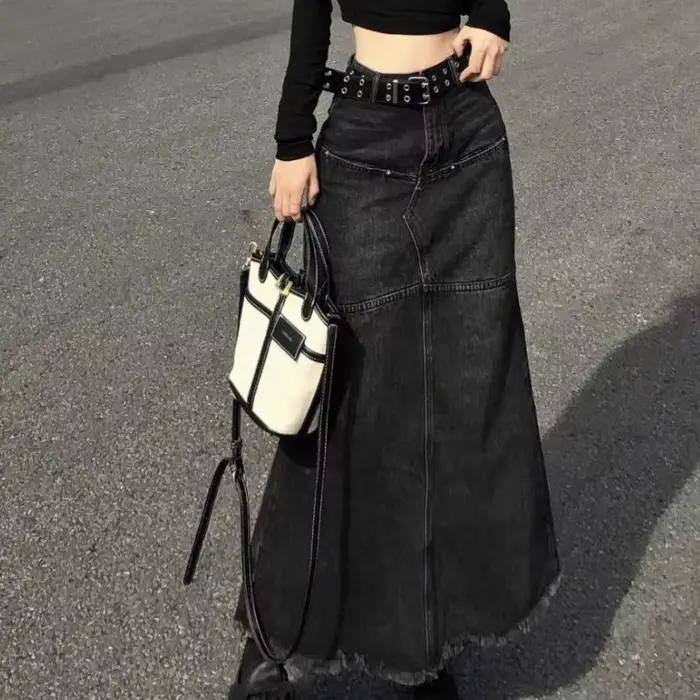 Jupes en jean taille haute pour femmes, DistMurcia Vintage, Streetwear américain, Ulzzang Students,