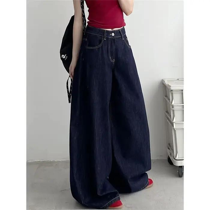Jean bleu taille haute pour femmes, Vintage, droit, pantalon en Denim classique Y2K, Streetwear amér