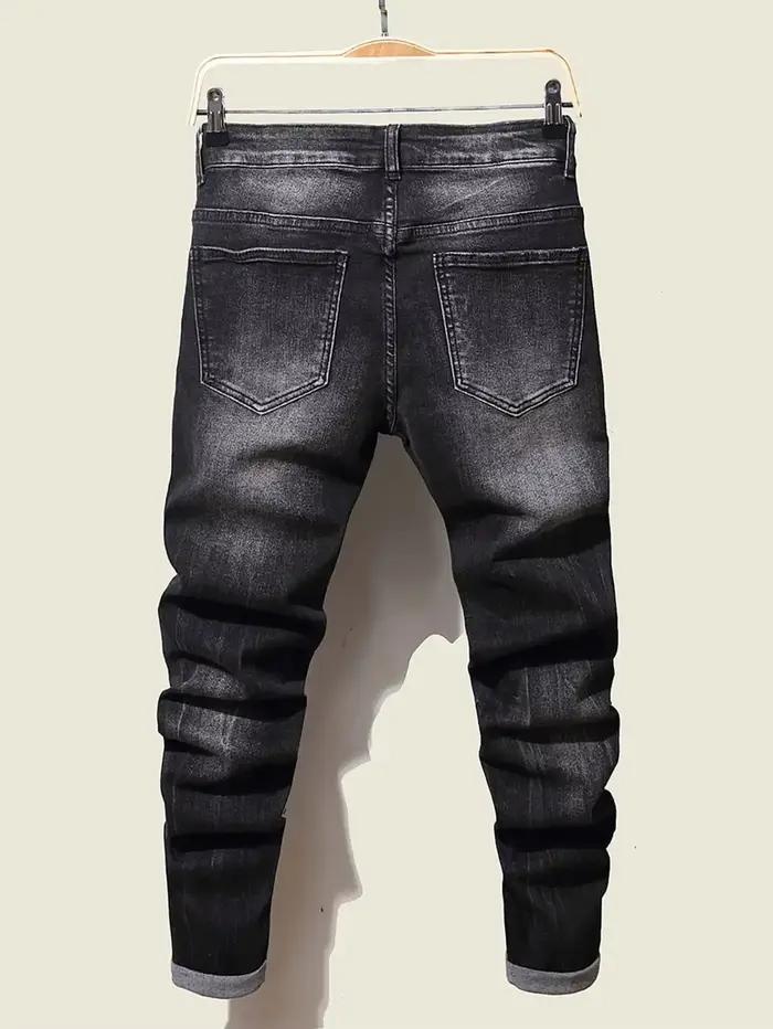 Mode hommes jean pantalon Stretch bleu jean moulant pour hommes décontracté coupe ajustée Denim pant