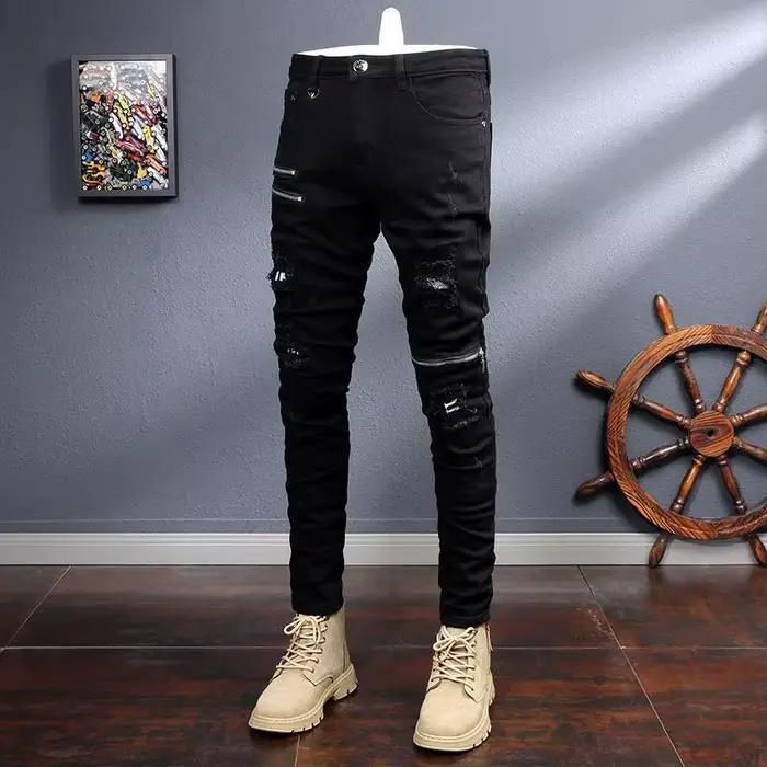 Jean à Jambes Droites Noir pour Homme, Pantalon en Denim, Décontracté, Confortable, Respirant, de Ha