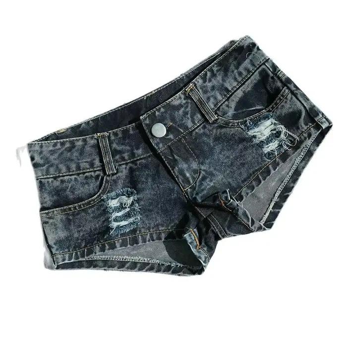Short en jean moulant taille basse, super short délavé, boîte de nuit, neuf