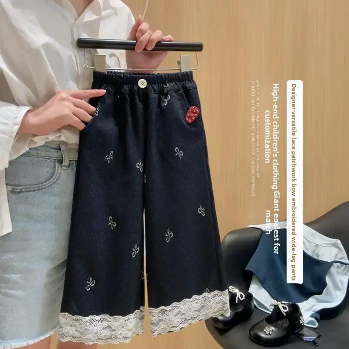 Pantalons en jean à jambe droite pour filles – Jeans en coton pour tout-petits, classiques et confor