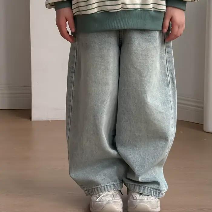 Jeans pour enfants 5400, nouveaux pantalons printemps-automne pour garçons et filles, couleur unie,