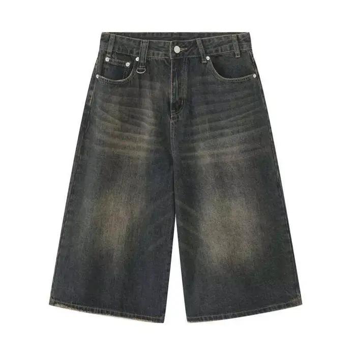 IEFB Style coréen Vintage hommes jean été ample mâle jambe large genou longueur Shorts nouveau lavé