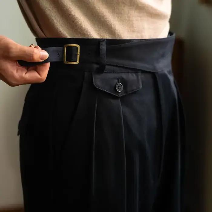 Pantalon Gurkha Vintage pour hommes, Style britannique, taille haute, droit, décontracté, mode print