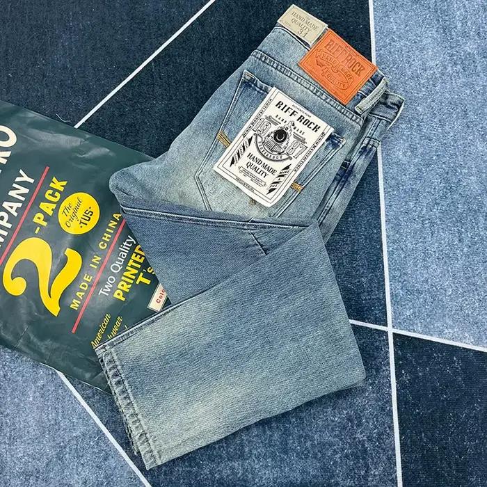 Amekaji lourd 100% coton rétro japon Style Vintage bleu décontracté Denim jean pour hommes printemps