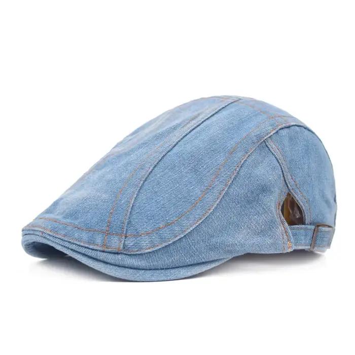 Béret en jean pour hommes et femmes, casquette classique, chapeau décontracté rétro, visière avant,