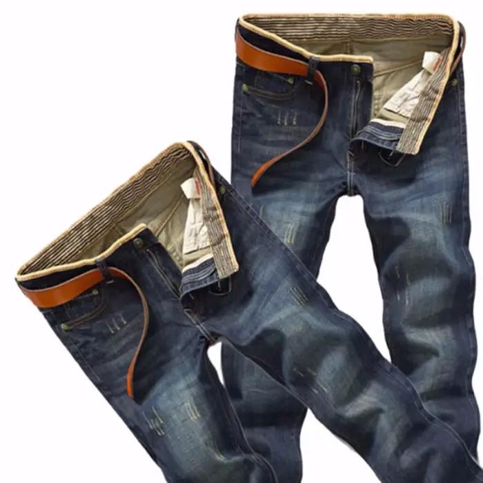 2025 Jeans décontractés hommes d'affaires jean droit pantalon en Denim extensible pantalon coupe aju
